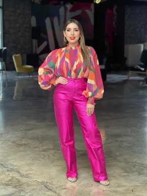 Metallic Magenta Pants