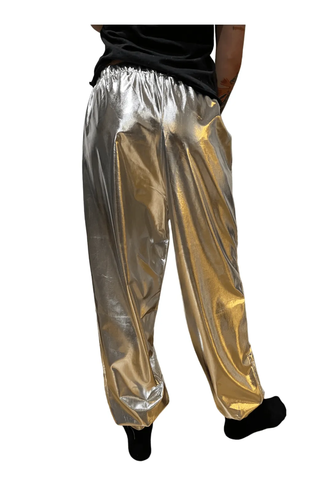 Metallic Silver Utility Pants