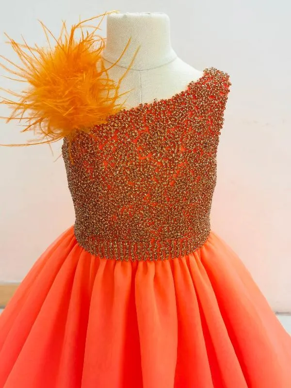 Miss Teens Gorgeous Sparkly Evening Gown with Feather
