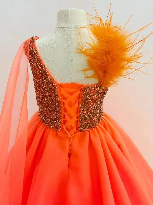 Miss Teens Gorgeous Sparkly Evening Gown with Feather