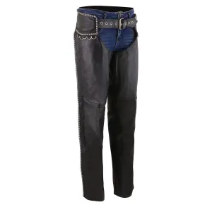 MLL6502 BLING Chaps for Women Black Naked Skin Rhinestones Bling D-Rings Detailing Motorcycle Chap - MLL6502