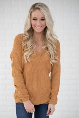 Mustard Knit Back Lace Sweater