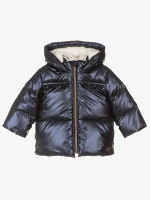 Navy Metallic Hooded Jacket