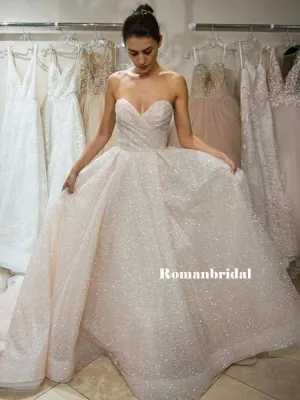 Newest Sweetheart Strapless Backless Long Sparkly Prom Dresses, PD0839