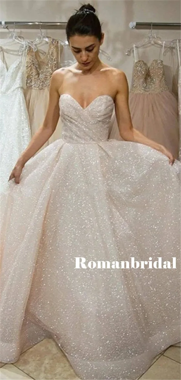 Newest Sweetheart Strapless Backless Long Sparkly Prom Dresses, PD0839