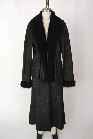 Nobu Nakano Distressed Faux Fur Trim Skirt Set