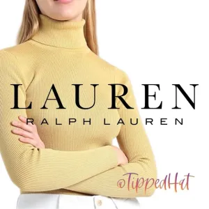 NWT $100 LAUREN Ralph Lauren Gold Ribbed Knit Turtleneck w/Hint of Metal…