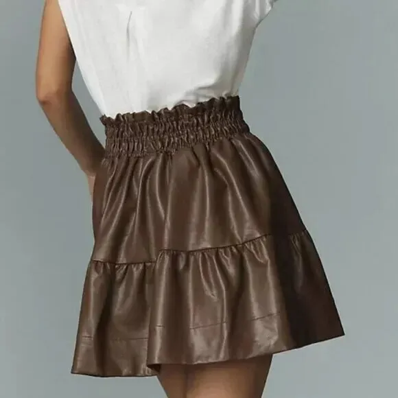 NWT new anthropologie The Somerset Mini Skirt: Faux Leather Edition sizE S
