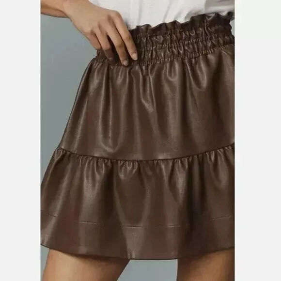 NWT new anthropologie The Somerset Mini Skirt: Faux Leather Edition sizE S