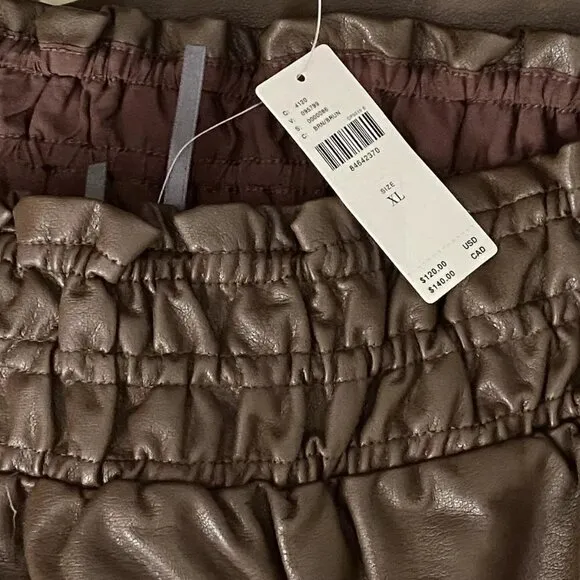 NWT new anthropologie The Somerset Mini Skirt: Faux Leather Edition XL brown