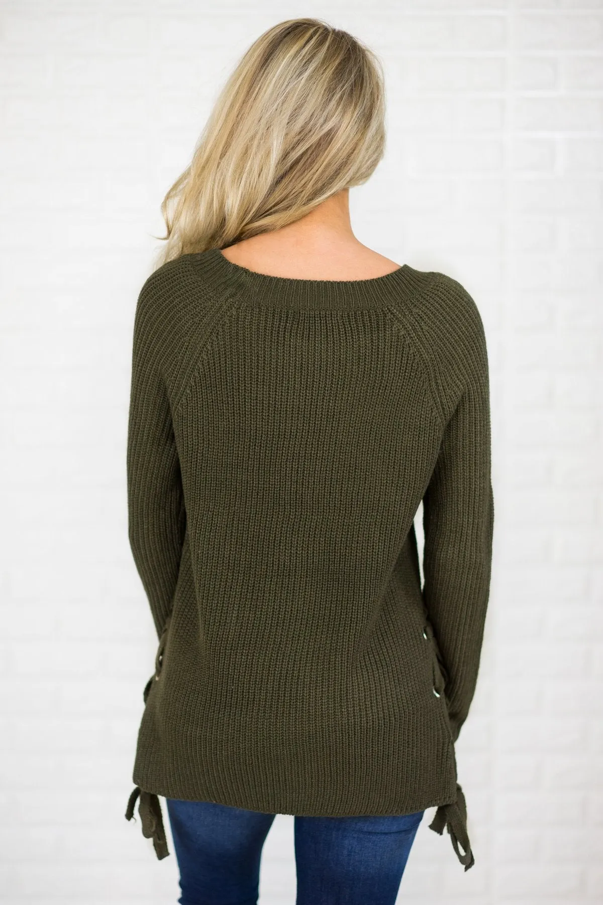 Olive Side Lace Up Top
