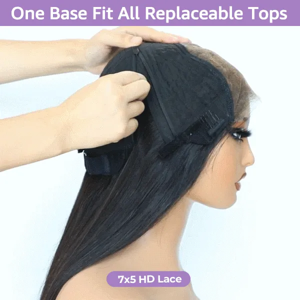 OQ Hair Block Wig Water Wave Bleached Knots Wig With Optional Replaceable Zip Lace Tops