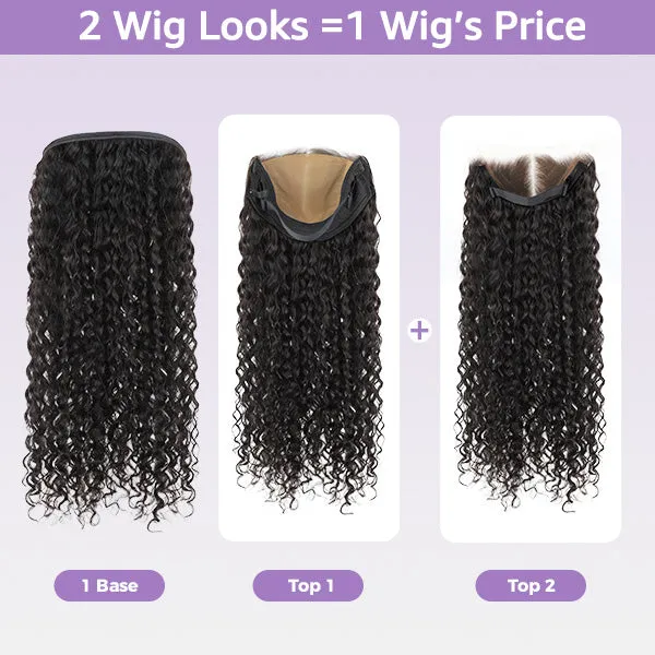OQ Hair Block Wig Water Wave Bleached Knots Wig With Optional Replaceable Zip Lace Tops