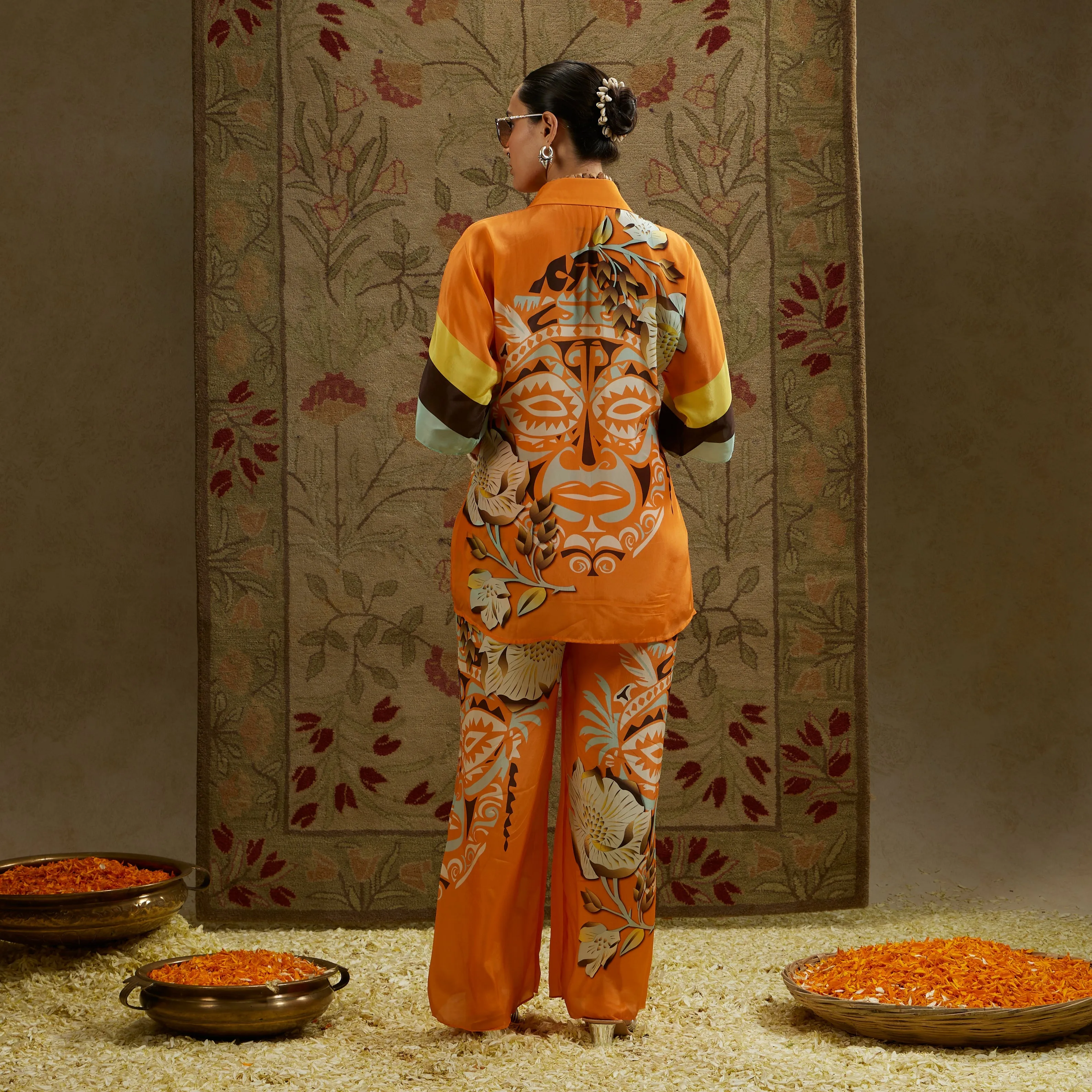ORANGE MASK PRINT COORD SET