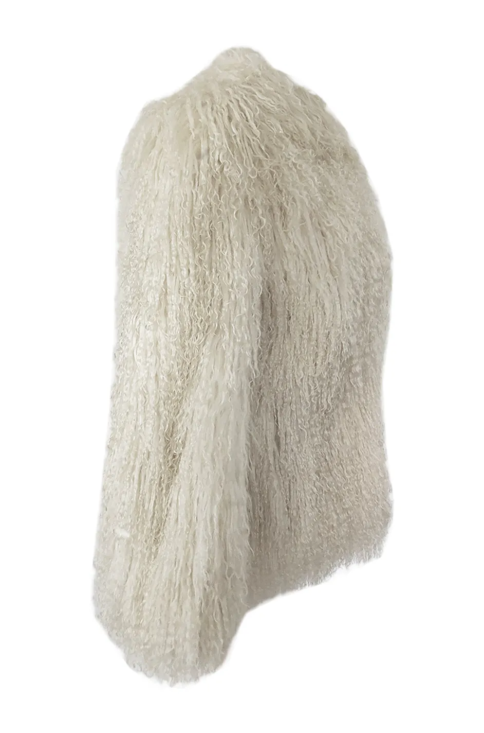 Original 1970s Fluffy Shaggy Cream Ivory Mongolian Sheepskin Jacket