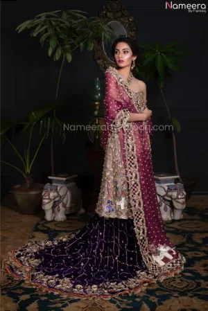 Pakistani Bridal Velvet Lehnga with Long Kameez #BN1004