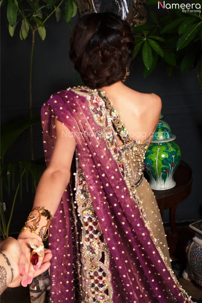 Pakistani Bridal Velvet Lehnga with Long Kameez #BN1004