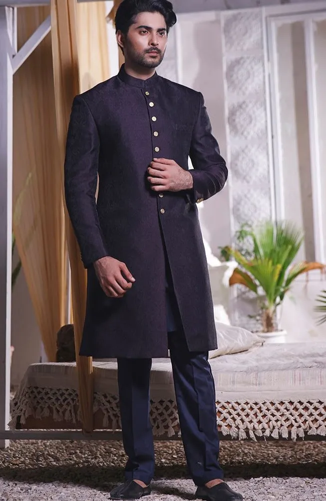Pakistani Men Blue Sherwani with Dupatta Shawl #GN73
