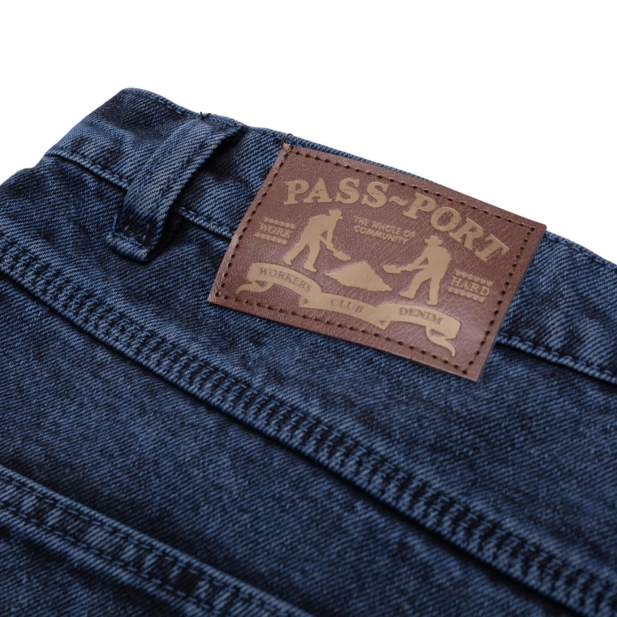 PASS~PORT Workers Club Denim Pants Over-Dye Navy