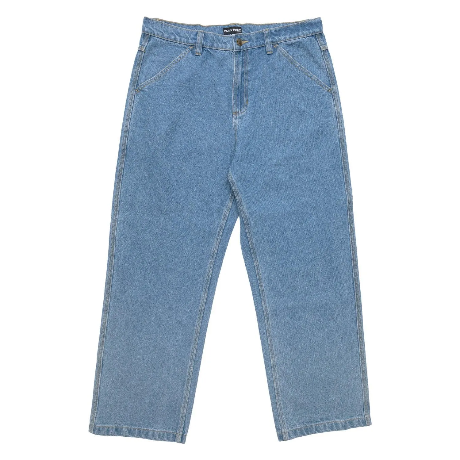 PASS~PORT Workers Club Denim Pants Washed Light Indigo