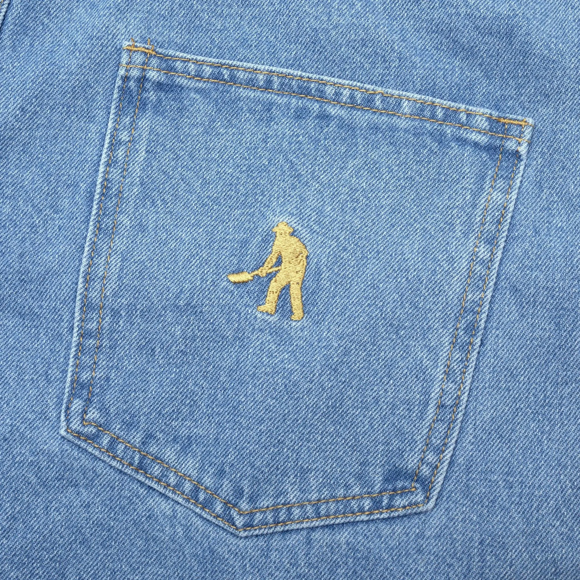 PASS~PORT Workers Club Denim Pants Washed Light Indigo