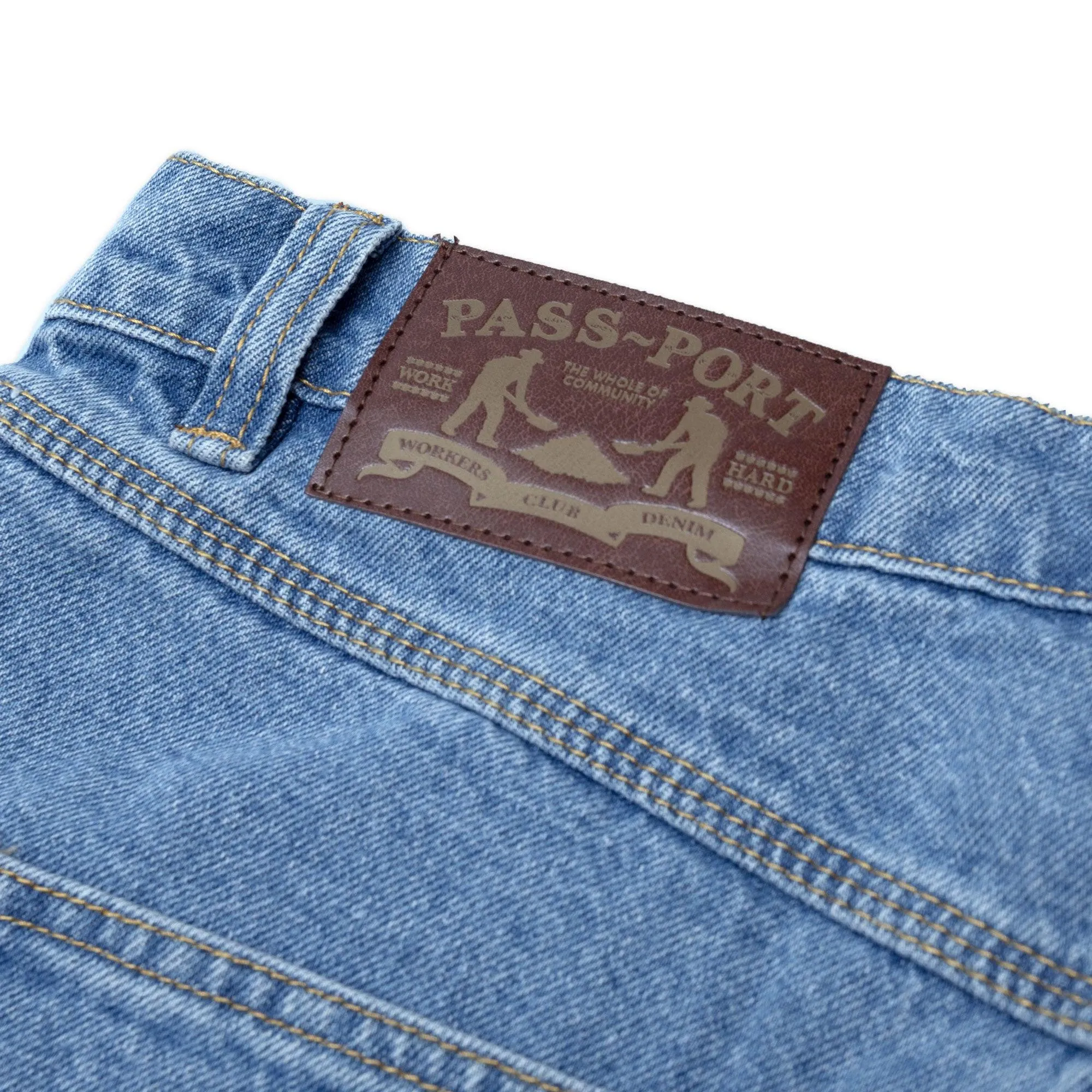 PASS~PORT Workers Club Denim Pants Washed Light Indigo