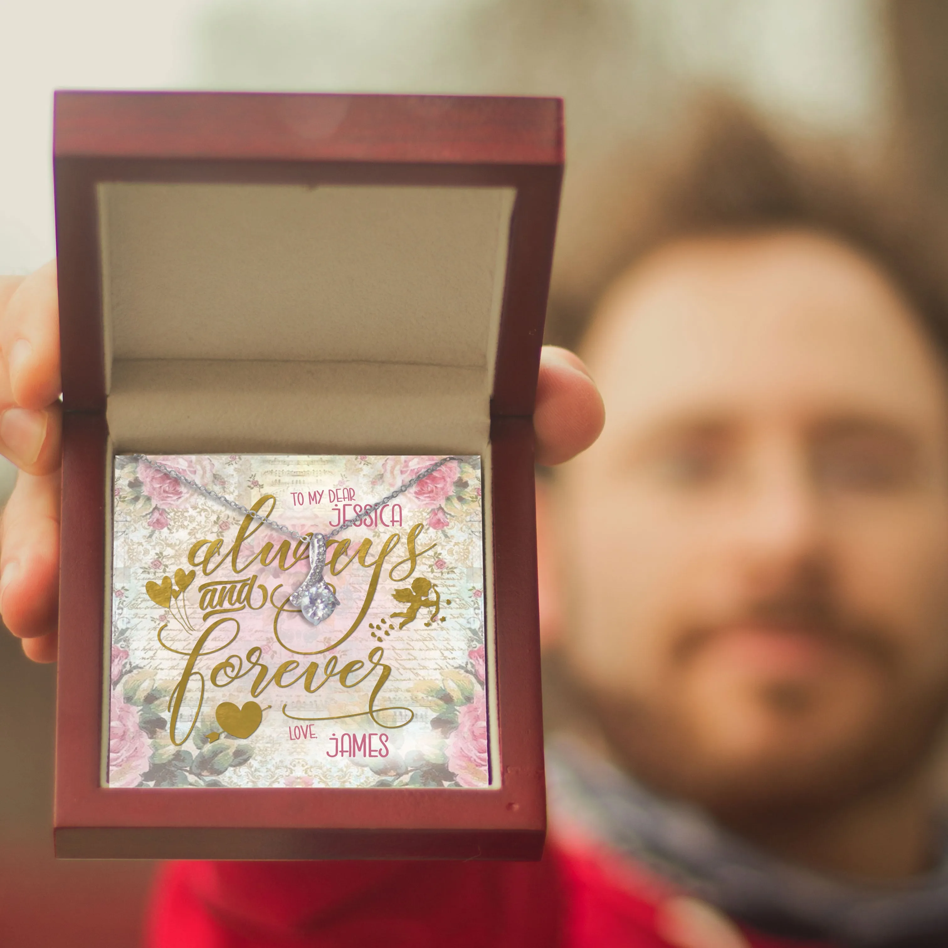 Personalized Valentine's Day Necklace - Always and Forever