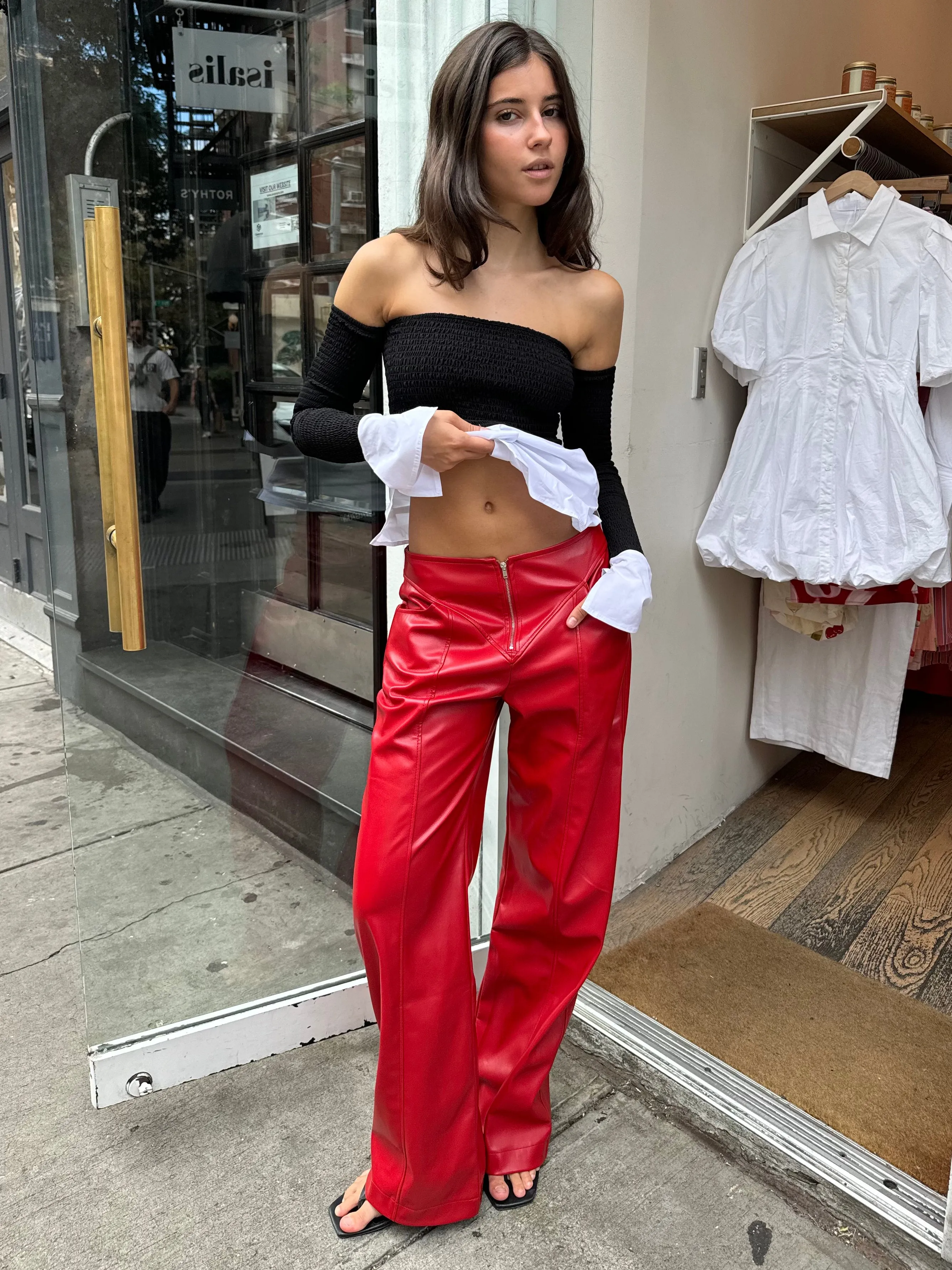 Phoenix Faux Leather Pants in Red