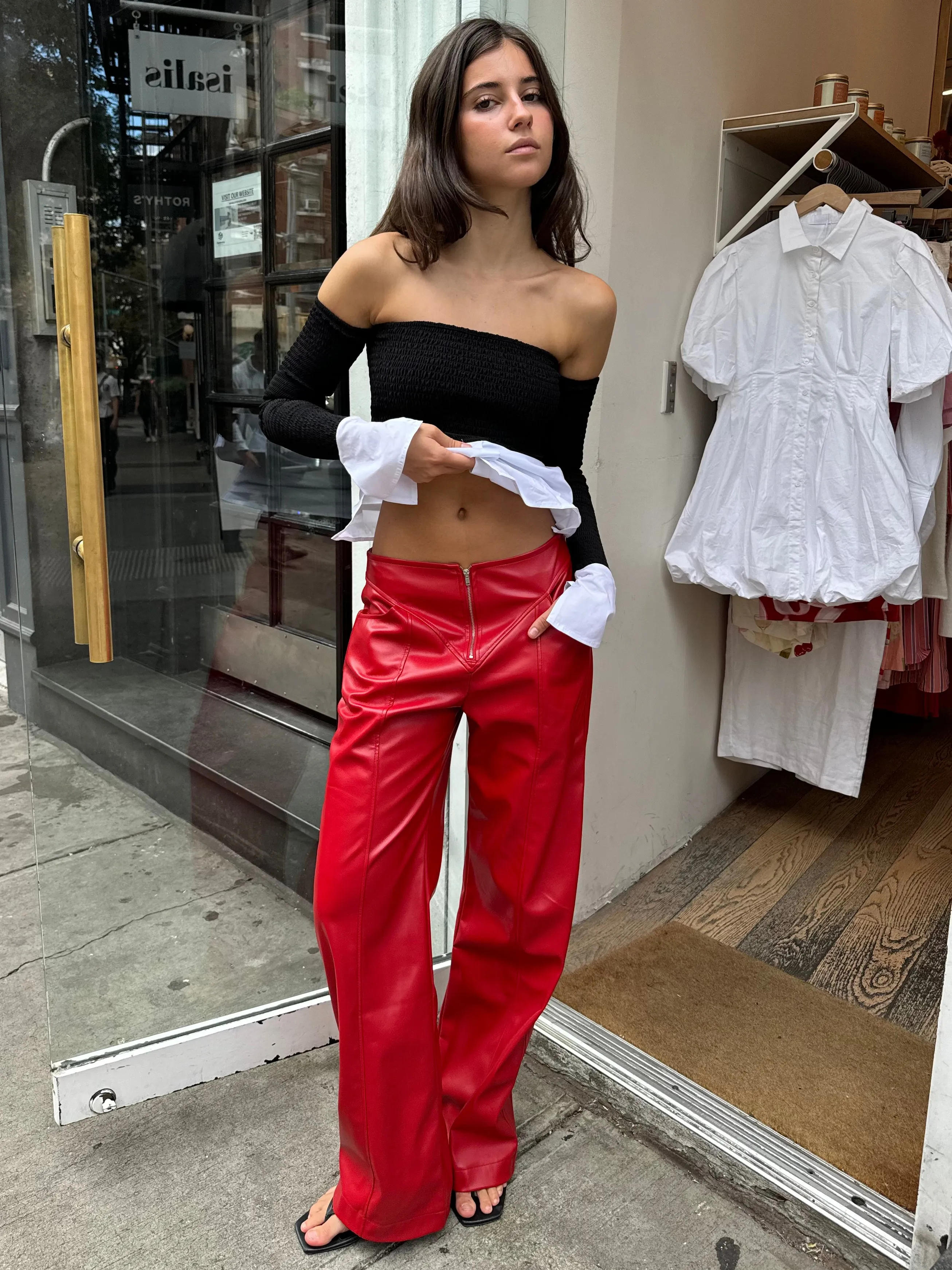 Phoenix Faux Leather Pants in Red