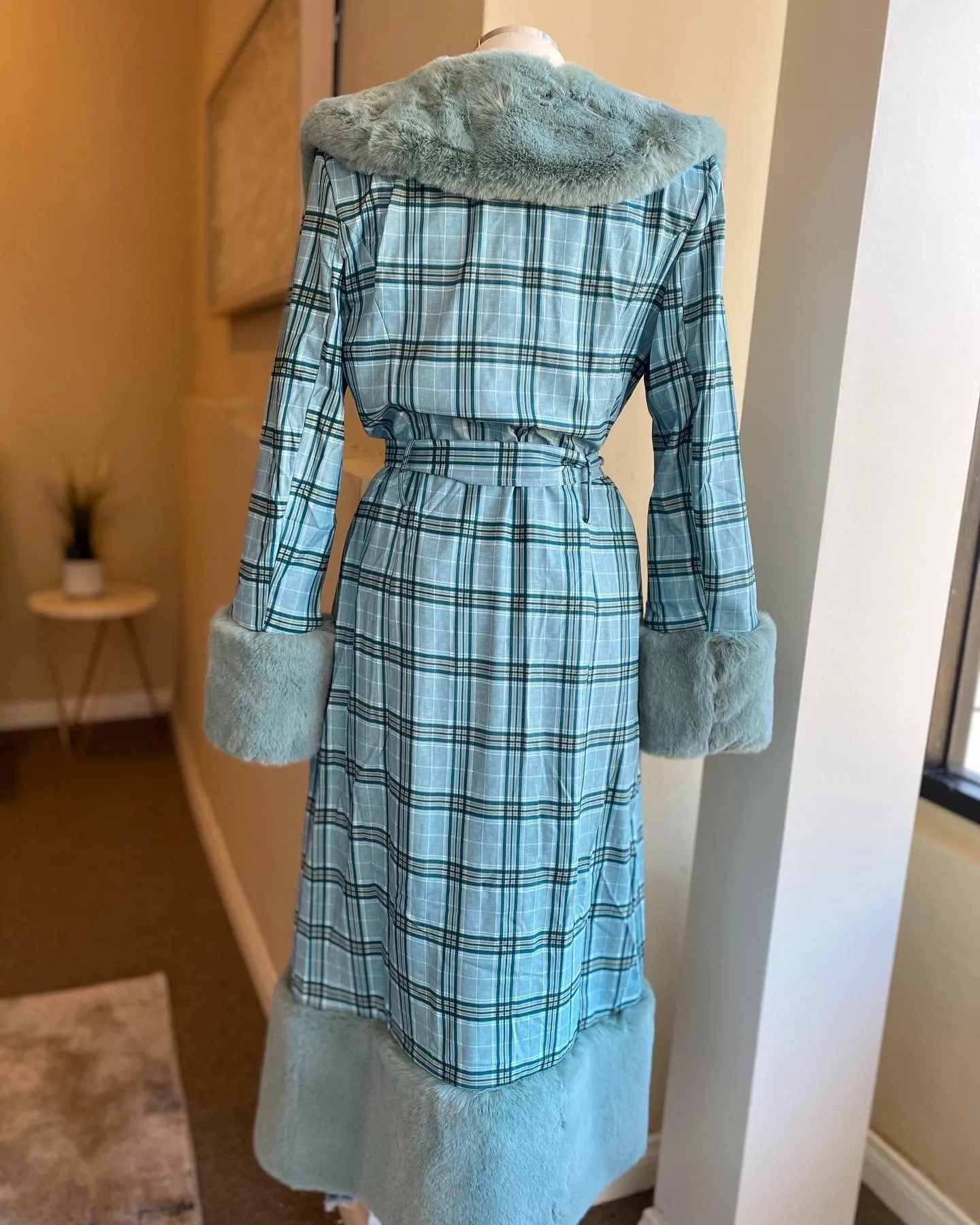 Plaid Fur Coat