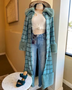 Plaid Fur Coat