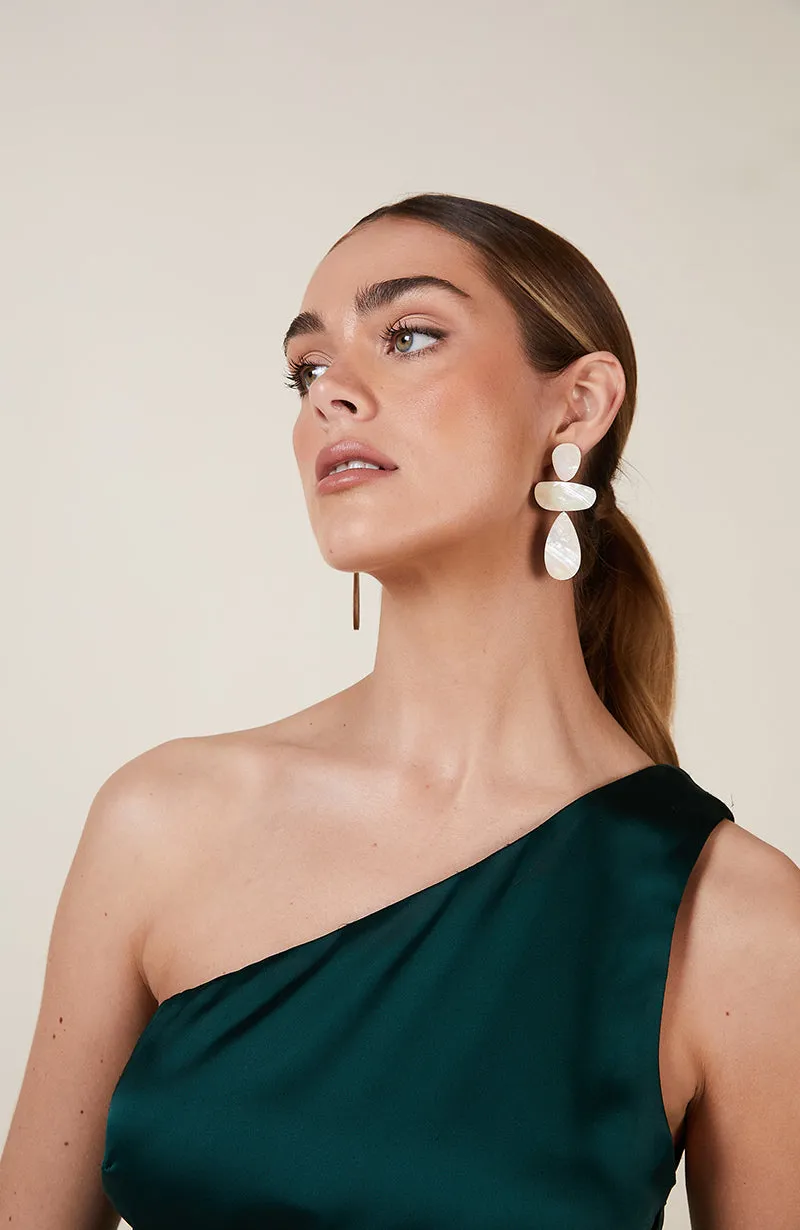 Porto Dress in Forest Green Satin