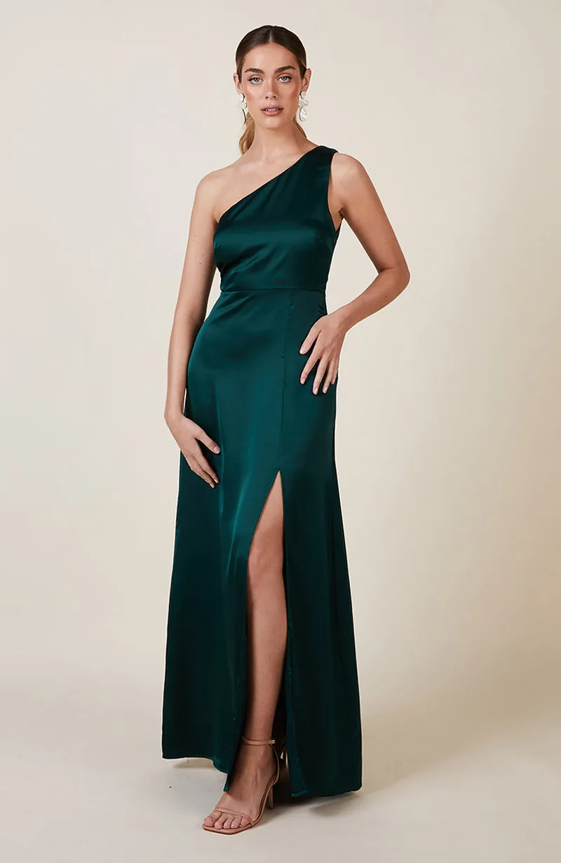 Porto Dress in Forest Green Satin