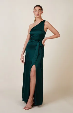 Porto Dress in Forest Green Satin