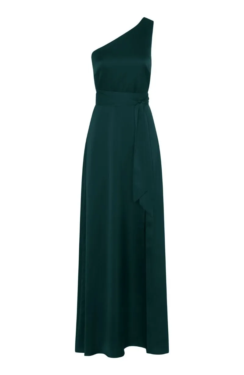Porto Dress in Forest Green Satin