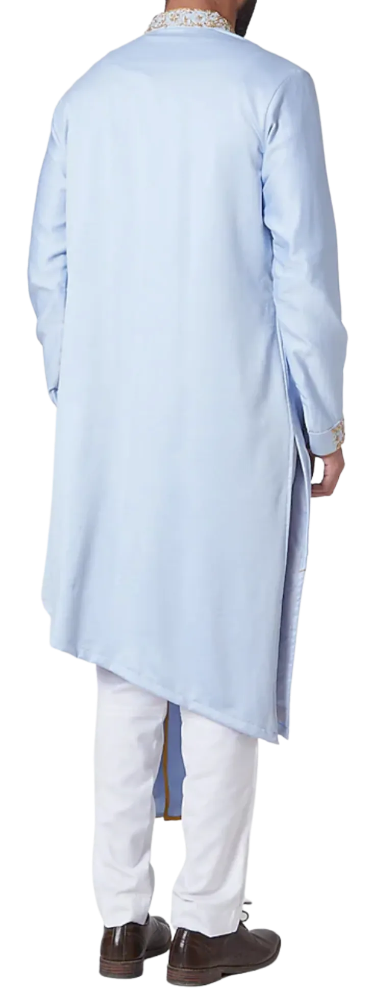Powder Blue Draped Kurta with Embroidery