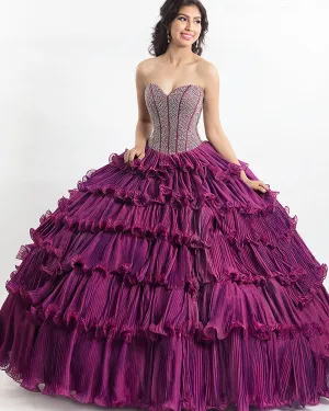 Purple Organza Quinceanera Dresses Beaded Sweetheart Party Ball Gown Sweet 16 Dress