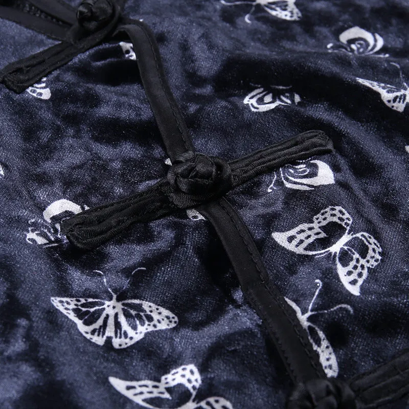 "RETRO BUTTERFLY PRINT CHEONGSAM" DRESS D070837
