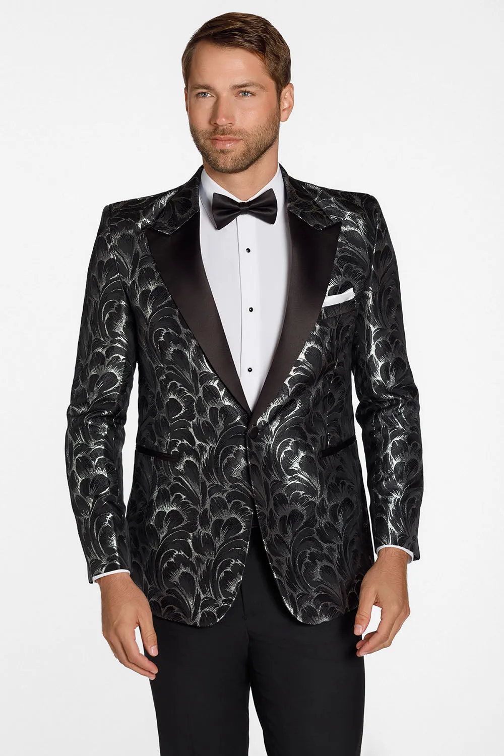 "Savannah" Black & Silver Peak Tuxedo Jacket (Separates)