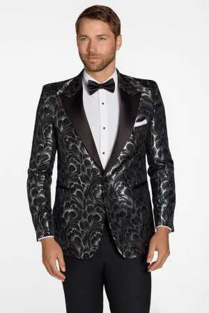 "Savannah" Black & Silver Peak Tuxedo Jacket (Separates)