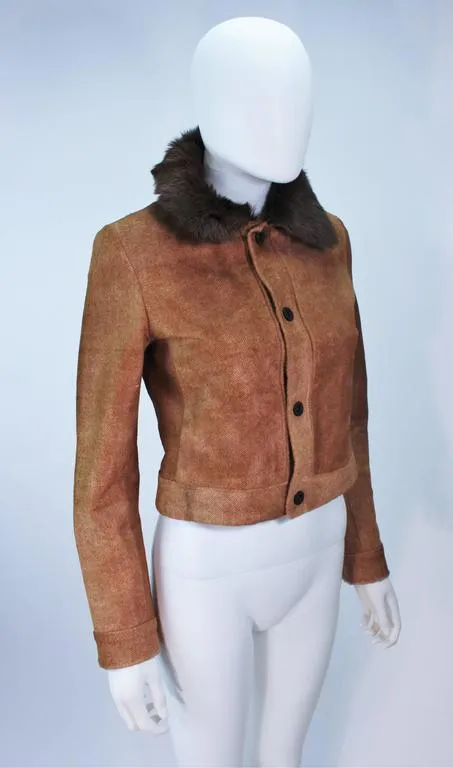RALPH LAUREN Sheared Chevron Cowhide Jacket Size 2