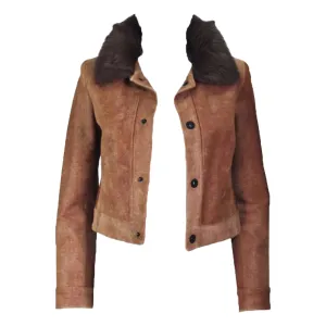 RALPH LAUREN Sheared Chevron Cowhide Jacket Size 2