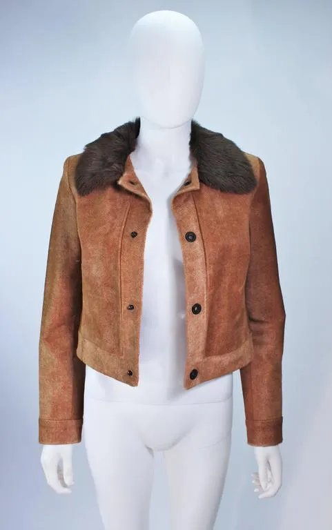 RALPH LAUREN Sheared Chevron Cowhide Jacket Size 2