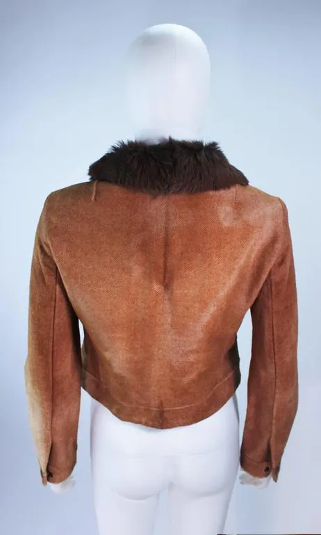 RALPH LAUREN Sheared Chevron Cowhide Jacket Size 2