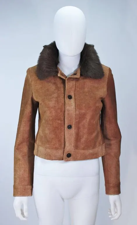 RALPH LAUREN Sheared Chevron Cowhide Jacket Size 2