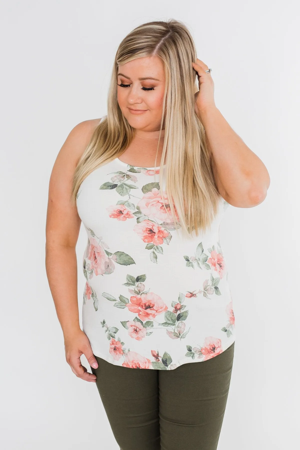 Ready When You Are Lace Back Tank Top- Ivory