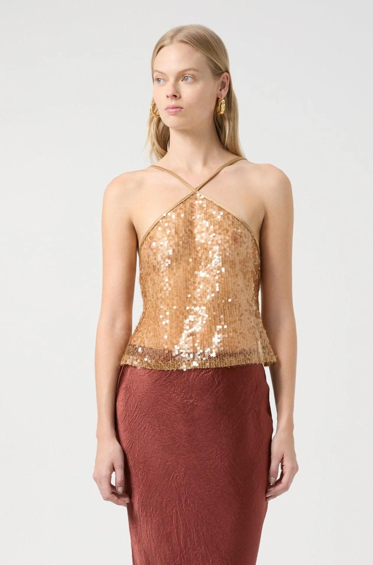 REFLECTION SEQUIN TOP | HONEY