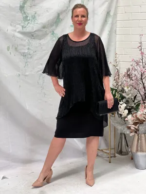 Rhea Black Shimmer Mesh Top