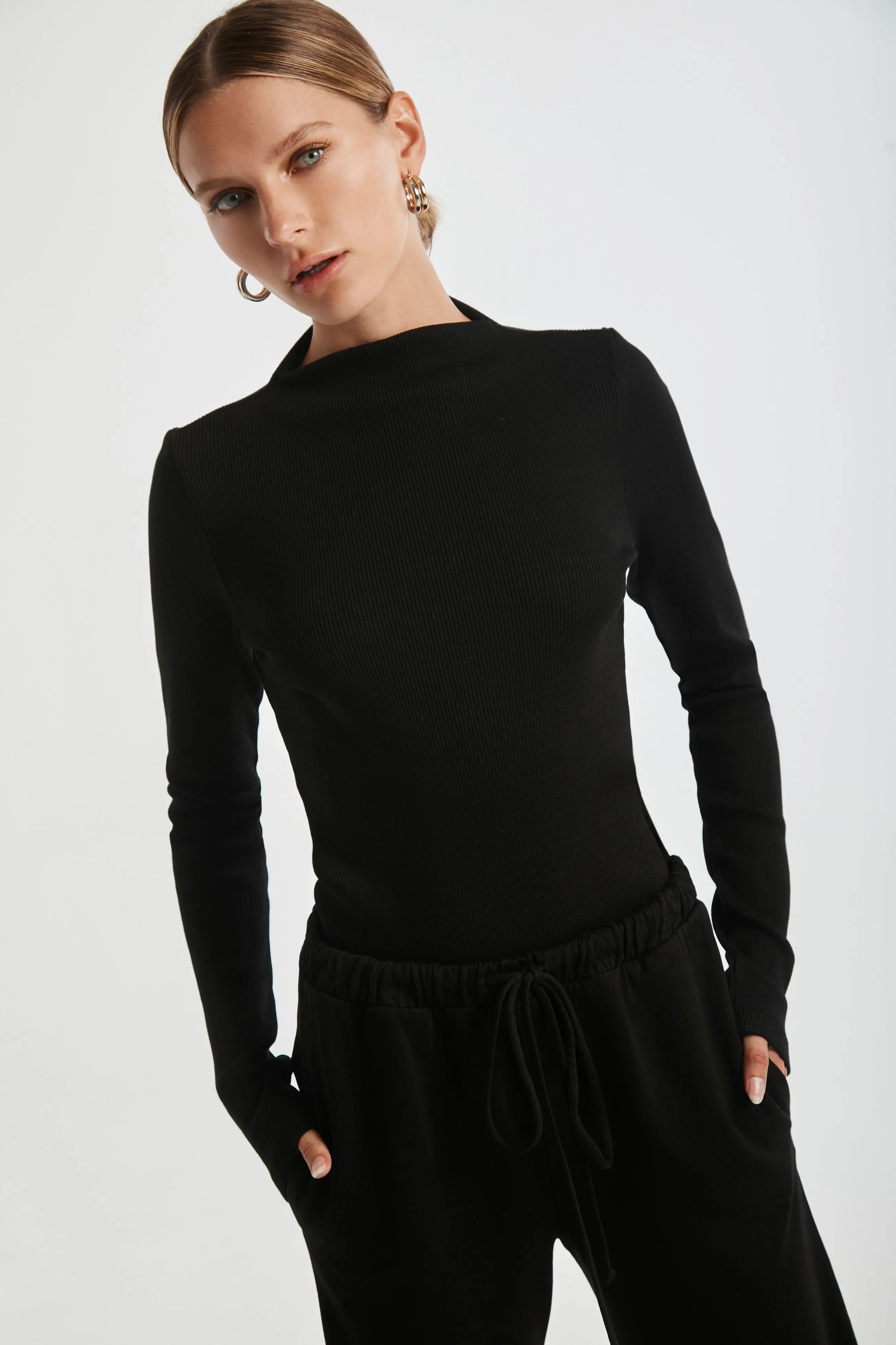 Ribbed Mock Neck Top
