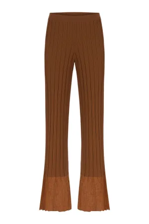 RIBBED PANTS WITH GLITTERED TIPS BRONZE